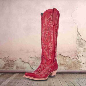 Corral Women's Tall Snip Toe Red Medium Sizes Western Boots